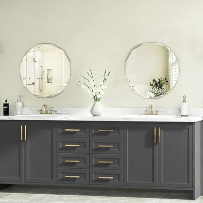 20x20 Inch Bathroom Mirrors for Over Sink, Round Frameless Mirrors for Wall | Beveled Bathroom Mirror, Bathroom Vanity Circle Mirror for Bedroom Living Room Entryway Home Decor