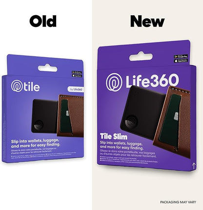 Life360 Tile Slim - Wallet Finder, Bluetooth Tracker and Item Locator for Luggage Tags, Passports and More. Both iOS and Android Compatible. Phone Finder. 1-Pack (Black)