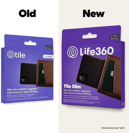 Life360 Tile Slim - Wallet Finder, Bluetooth Tracker and Item Locator for Luggage Tags, Passports and More. Both iOS and Android Compatible. Phone Finder. 1-Pack (Black)