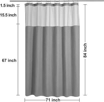 N&Y HOME Extra Long Waffle Weave Shower Curtain with Snap-in Fabric Liner Set, 12 Hooks Included - 71" x 84", Hotel Style, Mesh Top Window, Machine Washable & Water-Repellent - 71x84, Gray