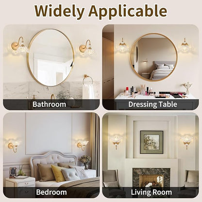 1 Piece Vintage Wall Sconce with Floral Clear Glass Shade, Matte Deep Brass Finish Wall Mount Lighting for Bathroom,Vintage Bathroom Vanity Light Fixture