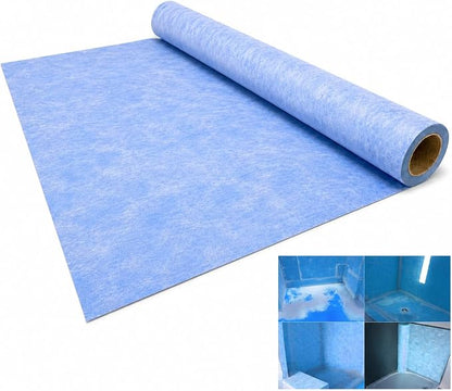 Shower Waterproofing Membrane Roll, 3.3x33 FT, 108 Sq Ft, 23.6 Mil | Blue HDPE membrane for tile shower walls, floors, bathrooms and saunas; bonds with thin-set mortar for reliable installation