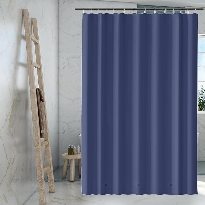 Navy Blue Shower Curtain Liner, 4G PEVA Shower Liner, Plastic Waterproof Shower Curtains, 72x72 inch with Grommet Holes 3 Magnetic Weights