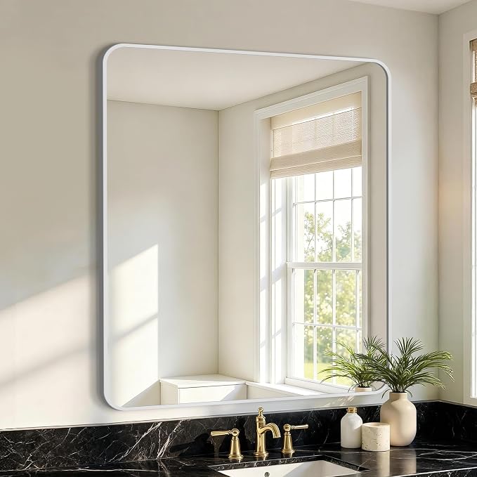 Vanity Bathroom Mirror, 36”x30” Silver Bathroom Mirror for Over Sink | HD Tempered Glass, Anti-Rust Frame, Vertical or Horizontal, Wall Mirrors for Bathroom Sink, Living Room, Entryway, Bedroom
