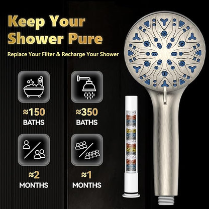 High Pressure Filtered Shower Head with Handheld, Upgrade Magnetic 10-Mode Handheld Showerhead Built-in Power Wash for Bathroom Cleaning, Detachable Shower Head with 71" Shower hose