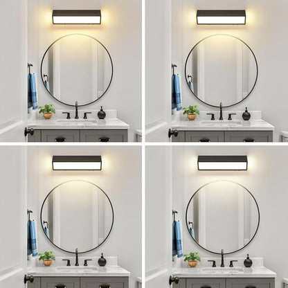 LED Modern Bathroom Vanity Light Fixtures (16-Inch, 5CCT, Dimmable), Modern Acrylic Bathroom Wall Lighting Fixtures Over Mirror, Matte Black