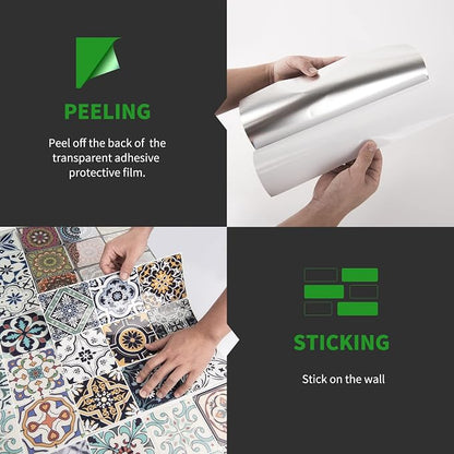 LONGKING Peel and Stick Backsplash Tile Stickers, Colorful Moroccan Tile for Kitchen, Stick on Wall Tiles (10 Sheets) | Peel and stick backsplash, self-adhesive wall tile, Colorful Moroccan, waterproof, kitchen bathroom wall, 10-sheet