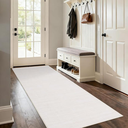 Garvee Modern Solid Color Rug 2x6 Washable Runner Rug for Hallway, Beige | Non Slip Non Shedding Contemporary Stain Resistant Low Pile Soft Minimalist Mats for Bedroom Kitchen Entryway