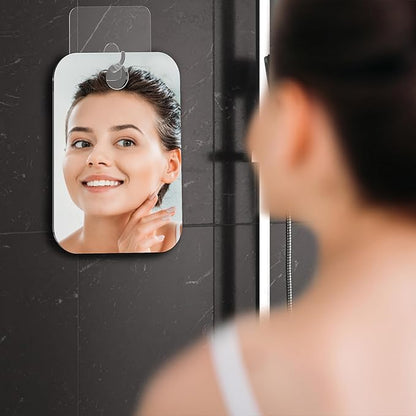 HONEYBULL Fogless Shower Mirror for Shaving – Anti-Fog Acrylic Mirror with Razor Holder, No-Drill Wall Mount, Flat Design for Steam Showers, Medium 6x8in