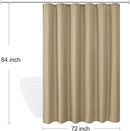 Extra Long 230GSM Beige Shower Curtain, 72 x 84 | 230GSM Tall Fabric Shower Curtain for Bathroom, Water Repellent, Machine Washable