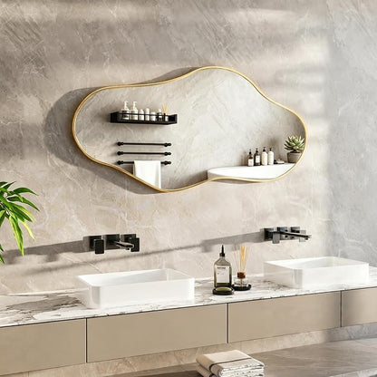 Irregular Full Length Mirror, 23"x47" Full Body Mirror with Metal Frame, Asymmetrical Mirrors for Entryway Bathroom Living Room Bedroom, Horizontal or Vertical Hanging