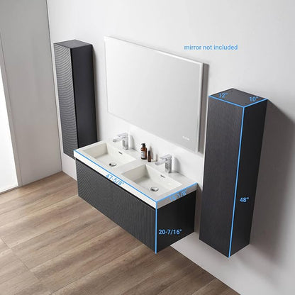 Blossom 48 Inch Double Sink Bathroom Vanity with Side Cabinets, All Wood Wall Mounted Floating Bathroom Vanity Cabinet with Acrylic Sink, Soft-Close Drawers, Bathroom Vanities, Night Blue
