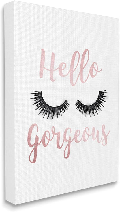 Stupell Industries 'Hello Gorgeous Black Eyelashes'| Canvas Art | Stupell Industries | 36 x 48 Inches, Easy to Hang and Sturdy, Made in USA, by Amanda Greenwood
