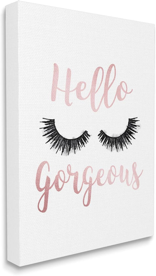 Stupell Industries 'Hello Gorgeous Black Eyelashes'| Canvas Art | Stupell Industries | 36 x 48 Inches, Easy to Hang and Sturdy, Made in USA, by Amanda Greenwood