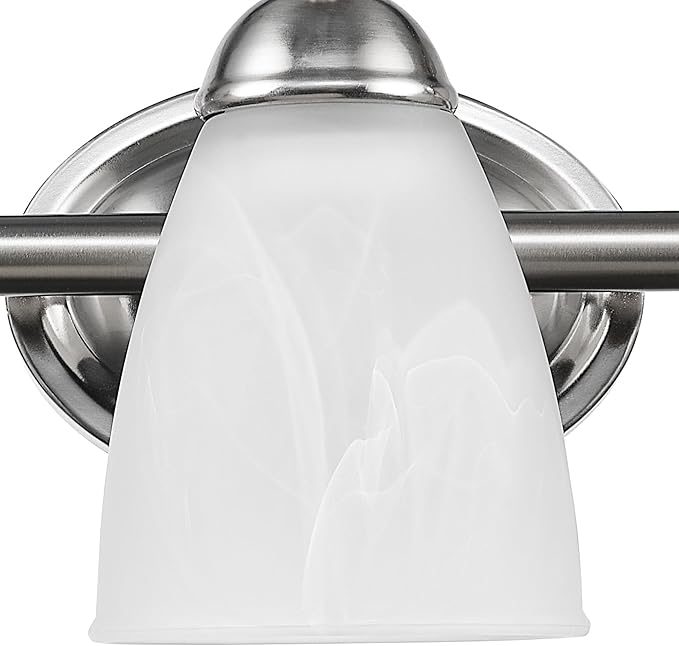 Globe Electric 50783 23" 3-Light Vanity Light, Satin Nickel, Alabaster Glass Shades, Beauty Room Accessories, Bathroom Lights Over Mirror, Makeup Mirror Lights, Wall Light