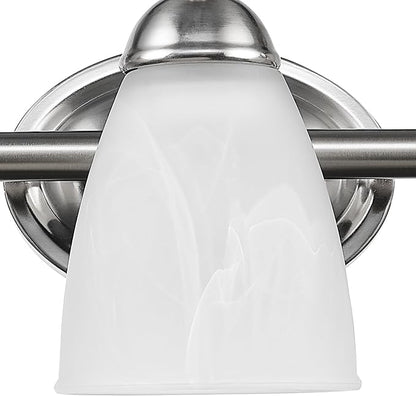 Globe Electric 50783 23" 3-Light Vanity Light, Satin Nickel, Alabaster Glass Shades, Beauty Room Accessories, Bathroom Lights Over Mirror, Makeup Mirror Lights, Wall Light