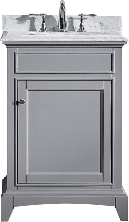 Elite Stamford 24 in. Gray Single Sink Bath Vanity with Carrara Marble Top and Undermount Porcelain Sink