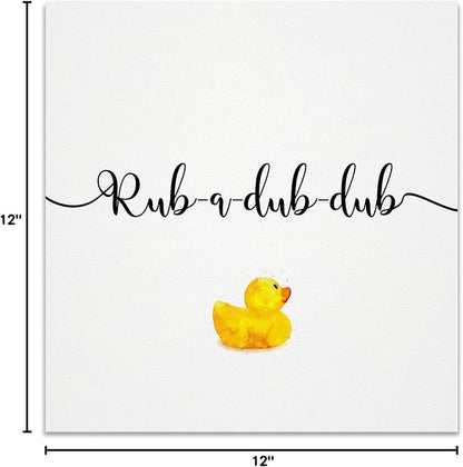 Renditions Gallery Rub Dub Rubber Ducky Bathroom Décor Gallery Wrapped Canvas Wall Art, 12x12, Rub-a-dub-dub (WC31-IHB2-R)