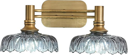 2 Light Bathroom Vanity Lights Grey Glass Lampshade Wall Sconces Vintage Vanity Lighting Fixtures for Kitchen Dining Room Bedroom Hallway