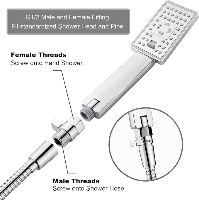 BRIGHT SHOWERS Water Flow Control Valve, Brass Shower Water Valve with Handle Lever, Flow Regulator Water-Saver Volume, Chrome