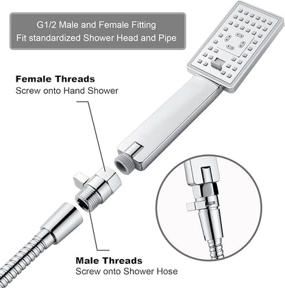 BRIGHT SHOWERS Water Flow Control Valve, Brass Shower Water Valve with Handle Lever, Flow Regulator Water-Saver Volume, Chrome