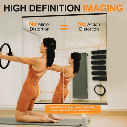 Large Full Body Mirror for Yoga, Frameless Wall-Mounted Glass Panel (60"x25"-Black) 2PCS for Home, Garage, Bedroom & Bathroom