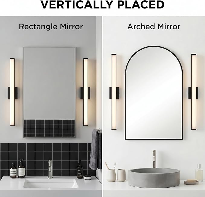 URSOLA 36" Modern LED Bathroom Light Fixtures, Matte Black 3CCT Dimmable Bathroom Vanity Light Over Mirror, Bathroom Vanity Bath Bar Lights with Double Layer Acrylic Shade