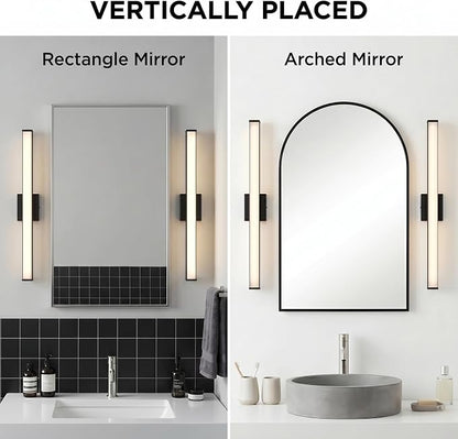 URSOLA 36" Modern LED Bathroom Light Fixtures, Matte Black 3CCT Dimmable Bathroom Vanity Light Over Mirror, Bathroom Vanity Bath Bar Lights with Double Layer Acrylic Shade