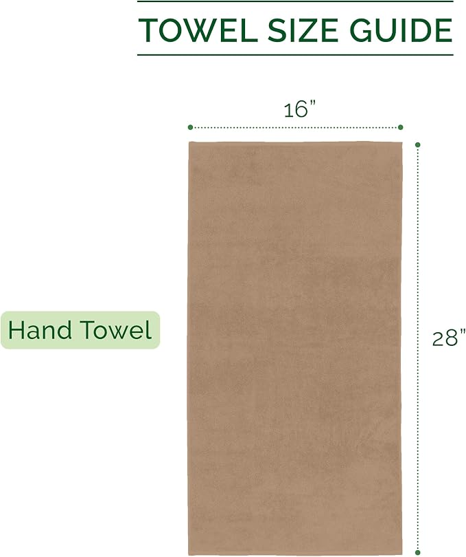 Elegant Comfort Luxury 100% Turkish Cotton Corduroy Ribbed 4 Pack Hand Towel Set 16 x 28 Inch - Absorbent, Super Soft, Quick Dry, Premium Towels for Bathroom, Gym, Spa and Hotel Use, Taupe
