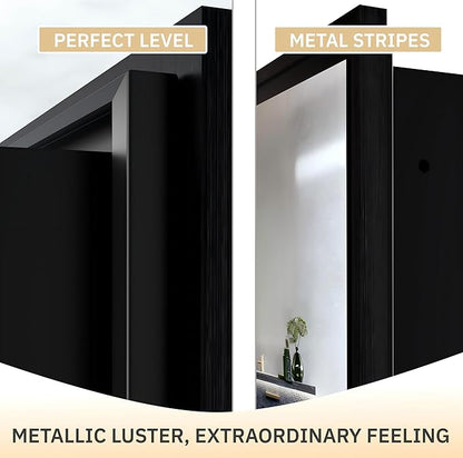 Bathroom Medicine Cabinet with MirrorSurface Mount Vanity Mirror Cabinet, Single Door Cabinet Famerhouse Bathroom with Storage (Brush Black, 24x24 Inch)