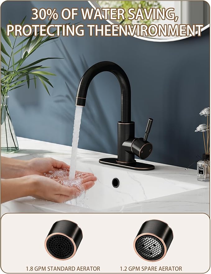 Bathroom Faucets, Bar Sink Faucet Single Hole for Bathroom Kitchen Campers with Pop-Up Drain Hose, Suitable for Farmhouse Vanity Lavatory