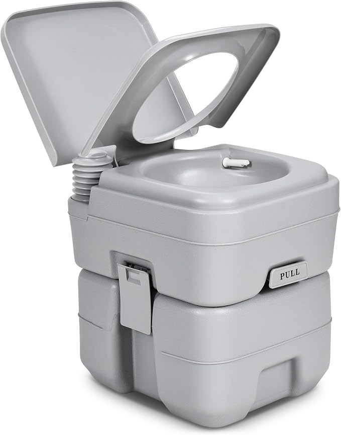 YITAHOME Portable Toilet Travel RV Potty | 5.3 Gallon Detachable Waste Tank for Effortless Cleaning, Press Flush Pump, for Camping, Boating, Hiking, Trips