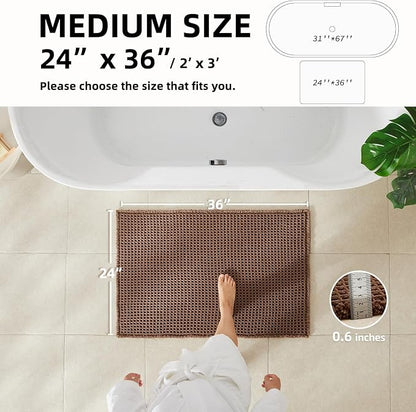 TYUU Waffle Bath Mat, Boho Bathroom Rugs Non Slip, 36x24 Mocha | Super Absorbent Quick Dry Bath Rug, Non-Slip Backing, Soft Waffle Washable Farmhouse Bathroom Mats, Tub, Shower & Home Decor