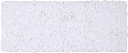 Home Weavers Bell Flower Collection 100% Cotton Tufted Bath Rugs, Extra Soft and Absorbent Bath Rugs, Non-Slip Bath Mats, Machine Washable, Bath Mats for Bathroom Floor and Tub, 21"x54" Runner, White