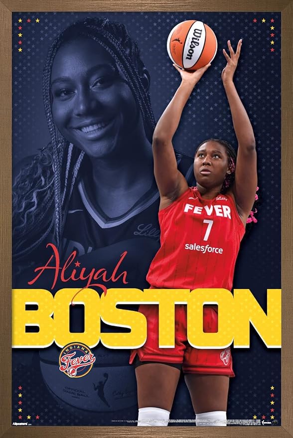 Trends International WNBA Indiana Fever - Aliyah Boston 25 Wall Poster, 22.4L x 14.7W, Bronze Framed Version