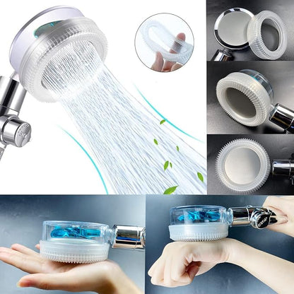 Upgrade High Pressure Vortex Propeller Handheld Filtered Shower Head Kit with Replacement Accessories & 3 Interchangeable Spray Panels-Gray