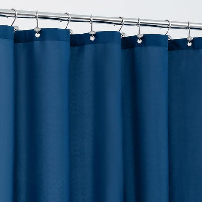 ALYVIA SPRING 72x78 Long Waterproof Fabric Shower Curtain or Liner Navy | 3 Magnets, Soft Cloth & Hotel Quality, Machine Washable, Light-Weight, Long Size