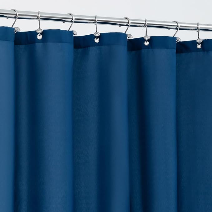 ALYVIA SPRING Waterproof Fabric Shower Curtain or Liner Navy Blue, 72x72 | 3 Magnets, Soft Cloth & Hotel Quality, Machine Washable, Light-Weight, Standard Size