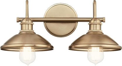 Kichler Clyde 2-Light Bathroom Vanity in Champagne Bronze, Elegant Fixture for Bathrooms (17" W x 7.5" H x 8.25" D), 45944CPZ