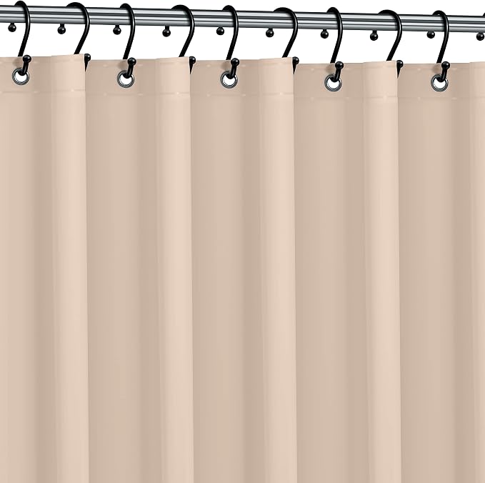 No Smell Shower Curtain Liner 72x72 Beige - PEVA Plastic Shower Curtain for Bathroom, PVC-Free Waterproof Sand Shower Liner with Metal Grommets and Magnet-Weighted Bottom Hem - Washable Liner