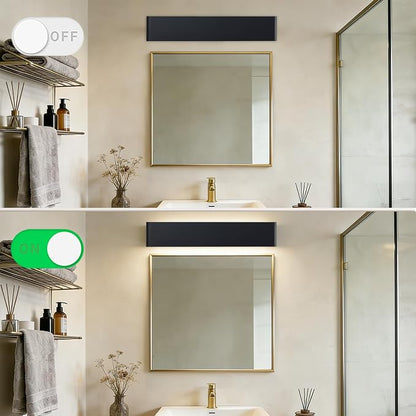 2 Pack 32.6in LED Bathroom Vanity Light, 32W Hardwired Fixture | 5 CCT Adjustable 3000K-6500K. Modern Black Wall Mounted Bathroom Light Fixture. Vanity Lights for Bathroom Over Mirror.