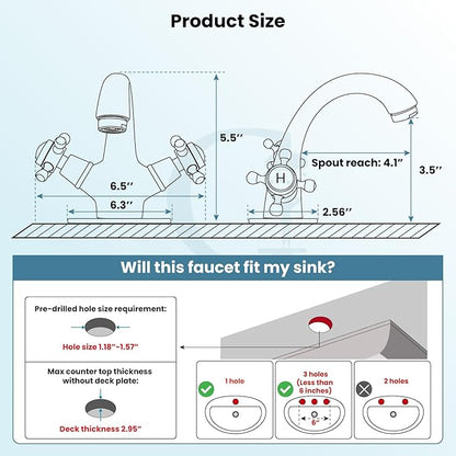 gotonovo Bathroom Sink Faucet Single Hole Double Cross Handle Knobs Lavatory Vessel Sink Mixer Tap Bathroom Faucet with Pop up Drain and Deck Cover Plate Oil Rubbed Bronze