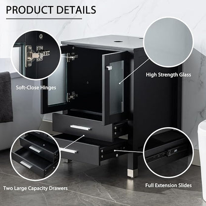 LUCKWIND 72" Bathroom Vanity Sink Combo, Double 24" Main Cabniets with Two 12.6" Side Cabinets, Painted Bathroom Storage Cabinet, Including Black Bowl Sinks, Faucets Without Mirror, Black