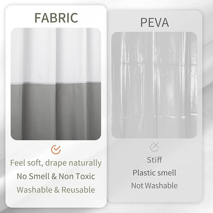 ALYVIA SPRING Waterproof Fabric Shower Curtain or Liner White/Grey, 72x72 | 3 Magnets, Soft Cloth & Hotel Quality, Machine Washable, Light-Weight, Standard Size