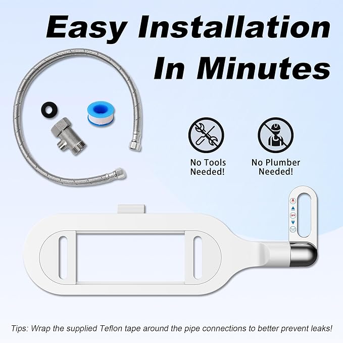 Bidet Attachment for Toilet Ultra Slim Non-Electric Bidet for Standard Toilet Self-Cleaning Dual Nozzle Adjustable Pressure, Feminine Wash Bidet Attachment