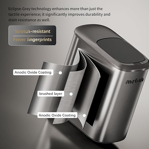 MRBIN Stainless Steel Motion Sensor Bathroom Trash Can, 10L / 2.6gal Slim Smart Toilet Waste Basket with Lid, Automatic Touchless Kitchen Bucket for Narrow Restroom, Vanity, Rv, Eclipse Grey