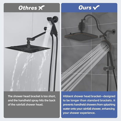 Hibbent 5-spray Filtered Rainfall Shower Head Combo, High Pressure 13'' Showerhead with 10 Spray Modes Handheld, All Metal 3 way Diverter Shower Arm, 71'' Hose and Holder, Oil-Rubbed Bronze
