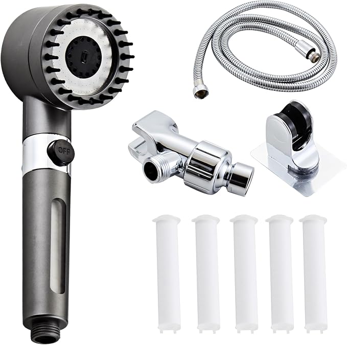 Shower Head High Pressure with Handheld High Pressure | Shower Filter Head for Hard Water Showerhead Silver