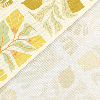 JAWO Cute Boho Floral Shower Curtain, Vintage Yellow Abstract Floral Retro Aesthetic Shower Curtain for Bathroom, Funky Unique Waterproof Fabric Polyester Bath Curtains Decor with Hooks,70Wx75H