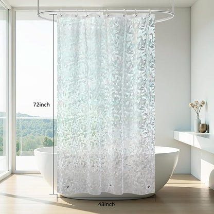 AooHome Stall Shower Curtain Liner - EVA 3D Decals Stained Glass Pattern Design Bathroom Shower Curtain with Hooks, Bottom Magnets, Heavy Duty, Water Repellent, Semi Transparent, 48x72 Inch